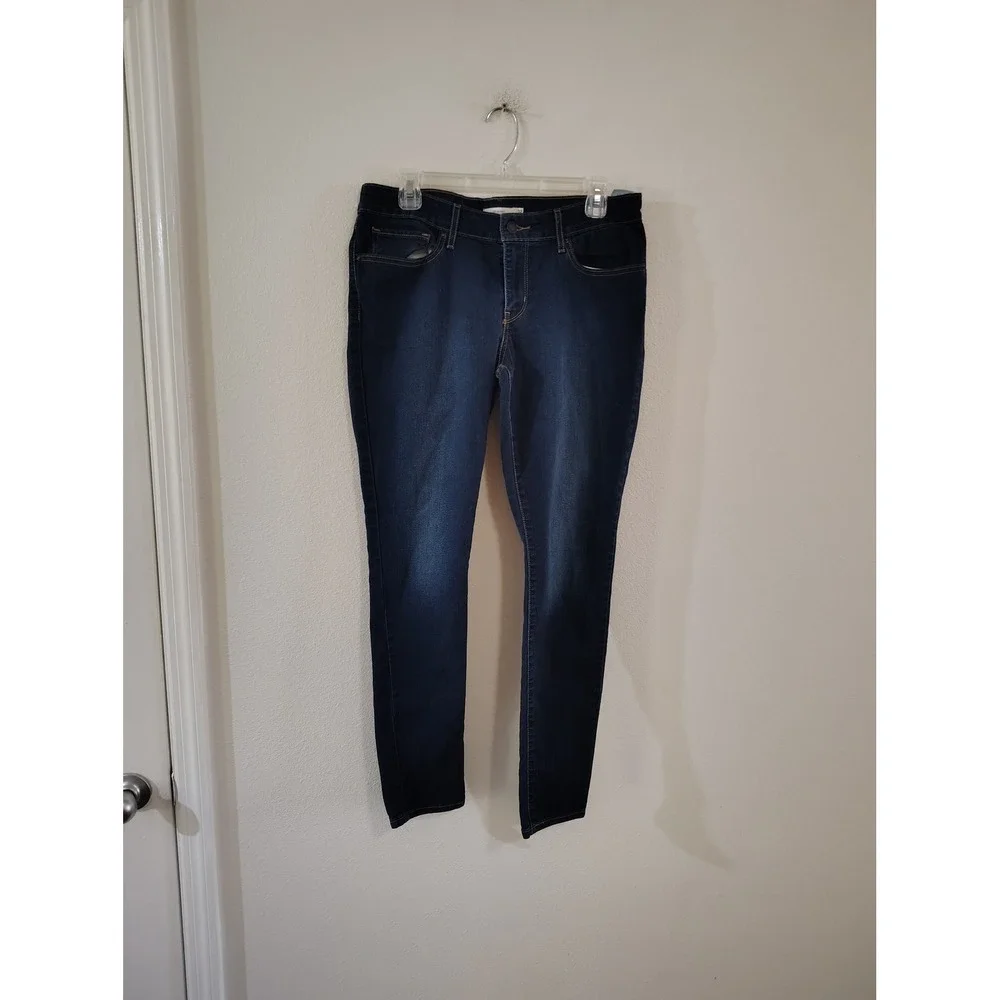 Levis 711 Skinny Jeans Dark Wash Blue Denim Mid Rise Size 32